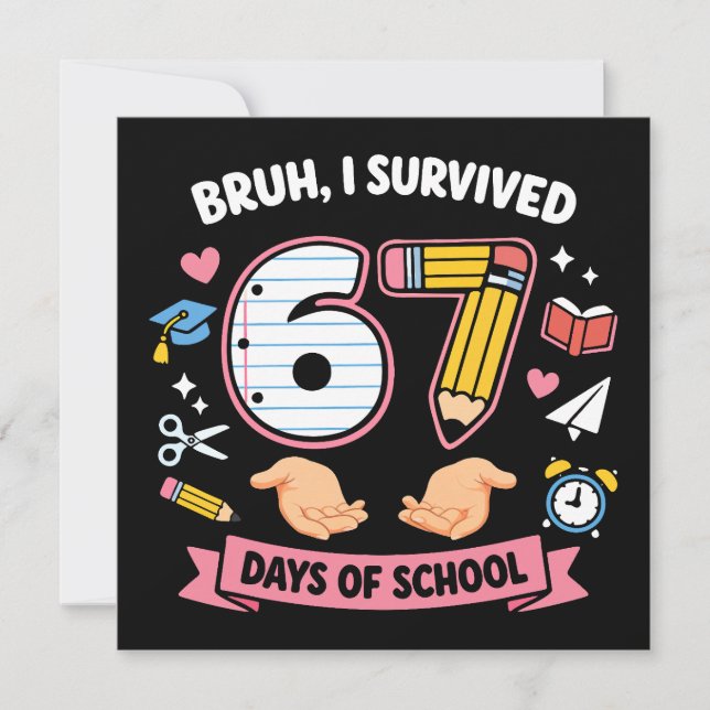 Carte De Remerciements Bruh I survived 67 days of school (Devant)