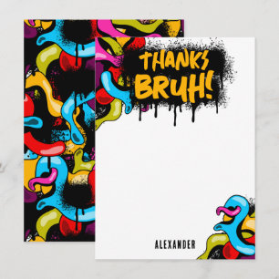 Carte De Remerciements Bruh Néon Graffiti Hip Hop Street Art Enfants