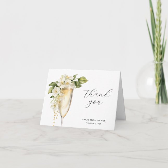 Carte De Remerciements Brunch et Bubbly Élégant Shower de Mariée (Devant)