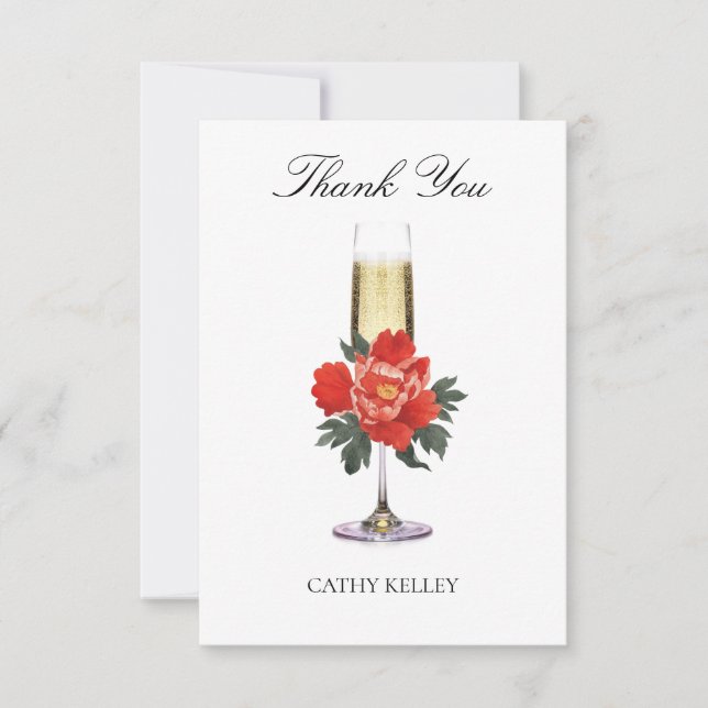 Carte De Remerciements Brunch et Champagne Noël Shower de Mariée (Devant)