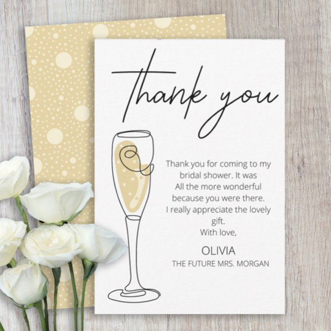 Carte De Remerciements Brunch et Champagne pétillant Shower de mariage (Créateur téléchargé)