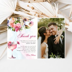 Carte De Remerciements Brunch Floral Et Fête des mariées Bubbly
