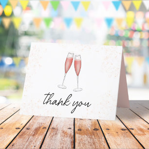 Carte De Remerciements Brunch rose et boulettes d'aquarelle Champagne Flu