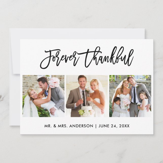 Carte De Remerciements Brush Script Forever Thankful 3 Mariage photo (Devant)