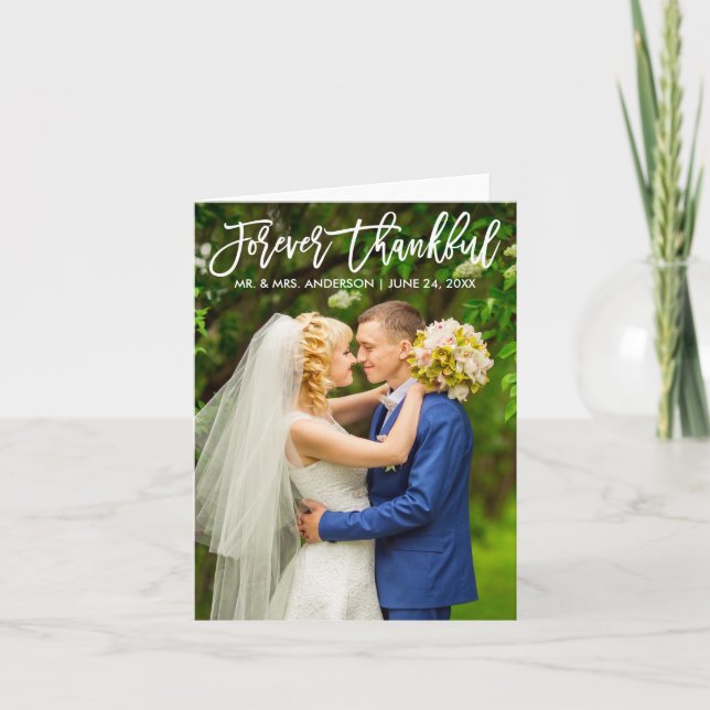 Carte De Remerciements Brush Script Modern Forever Thankor Mariage Note (Devant)