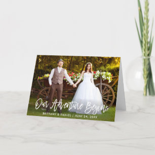 Carte De Remerciements Brush Script Notre aventure commence Plier Mariage