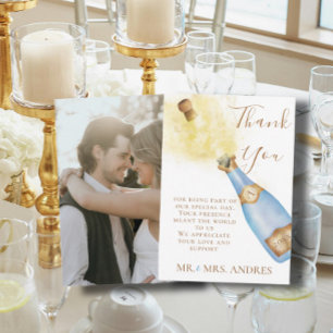 Carte De Remerciements Bubly Champagne charmant Couples Fiançailles Photo