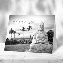 Carte De Remerciements Buddha Hawaii Black White Photo Typographie modern