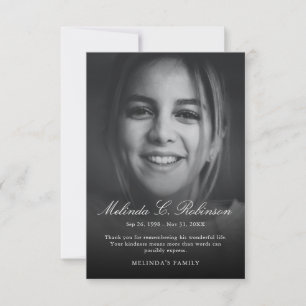 Carte De Remerciements Budget Funéraire Souvenir photo Sympathie