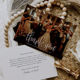 Carte De Remerciements Budget Moderne Calligraphie Script Mariage Photo