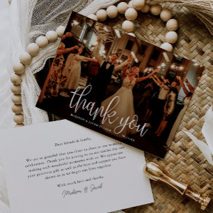 Carte De Remerciements Budget Moderne Calligraphie Script Mariage Photo