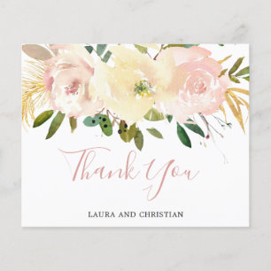Carte de remerciements budgétaire floral rose pâle