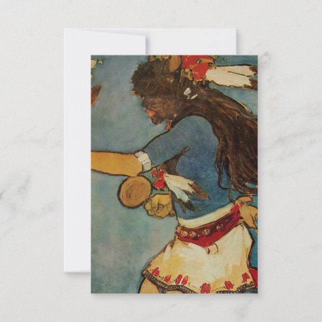 Carte De Remerciements "Buffalo Dancer" Western Art by Gerald Cassidy (Devant)