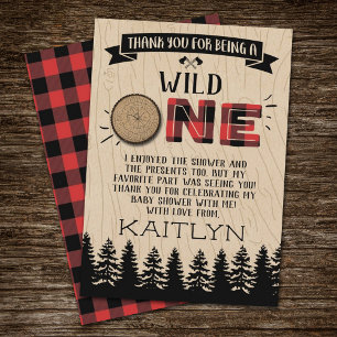 Carte De Remerciements Buffle de forêt rustique Plaid Wild Un Baby shower