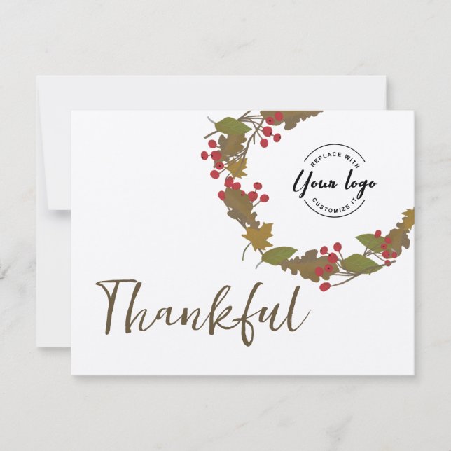 Carte De Remerciements Bulk Thankful feuille logo commercial grâces (Devant)