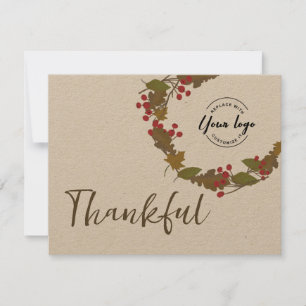 Carte De Remerciements Bulk Thankful feuille logo commercial grâces