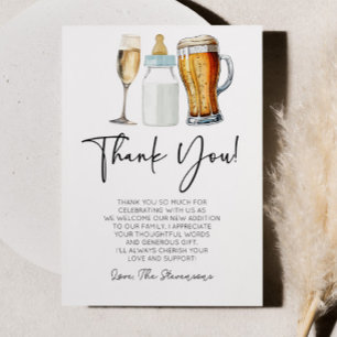 Carte De Remerciements Bulles, Boissons et Couches Aussi ! Baby Shower