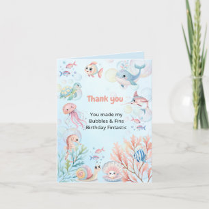 Carte De Remerciements Bulles et nageoires Anniversaire pour enfants