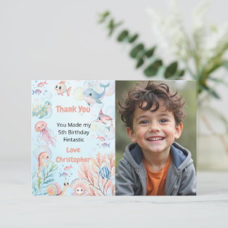 Carte De Remerciements Bulles et nageoires Fête d'anniversaire pour enfan