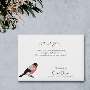 Carte De Remerciements Bullfinch Funeral Thank You Note Card