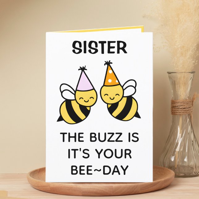 Carte De Remerciements Bumblebee Bee Sister Joyeux anniversaire (cute bee bumblebee birthday card for sister)