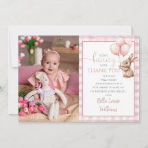 Bunny Pink Balloons Photo 1st Birthday Party