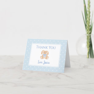 Carte De Remerciements Bunny Rabbit Classic Pois Baby shower garçon