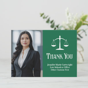 Carte De Remerciements Bureau de droit personnalisé Avocat blanc vert Pho