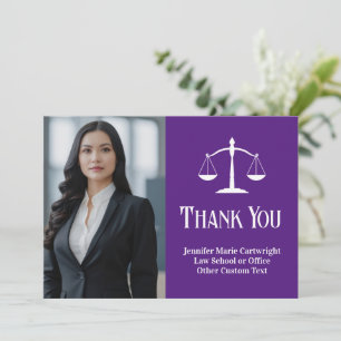 Carte De Remerciements Bureau de droit personnalisé Avocat blanc violet p