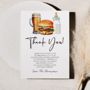 Carte De Remerciements Burgers Brews et Couches Aussi! Baby Shower