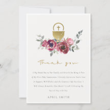 BURGUNDY GOLD FLORAL PREMIÈRE COMMUNION SAINTE
