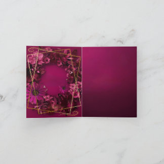 Carte De Remerciements Burgundy Gold Floral Wedding