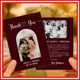 Carte De Remerciements Burgundy & Ivory Rustic Photo Wedding
