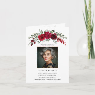 Carte De Remerciements Burgundy Red Roses Funeral Folded Thank You Card