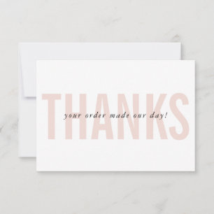 Carte De Remerciements BUSINESS THANES moderne ordre minimal insérer rose