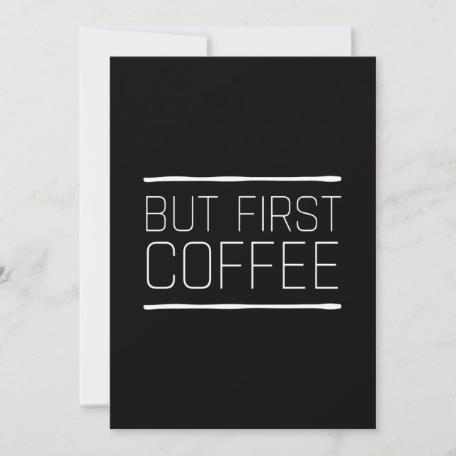 Carte De Remerciements But first coffee funny caffeine quotes white (Devant)