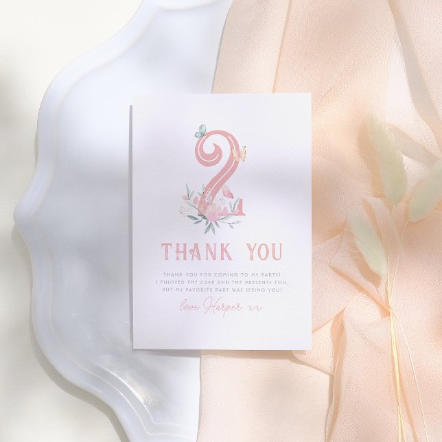 Carte De Remerciements Butterfly Fairytale Floral Girl Fête d'anniversair (Créateur téléchargé)