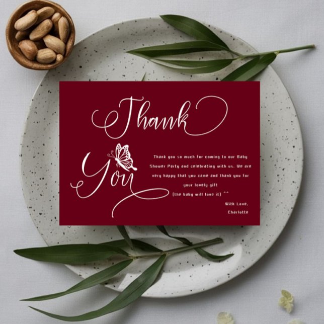 Carte De Remerciements Butterfly Modern Minimal Baby Shower (Créateur téléchargé)