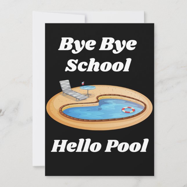 Carte De Remerciements Bye Bye School Hello Pool (Devant)