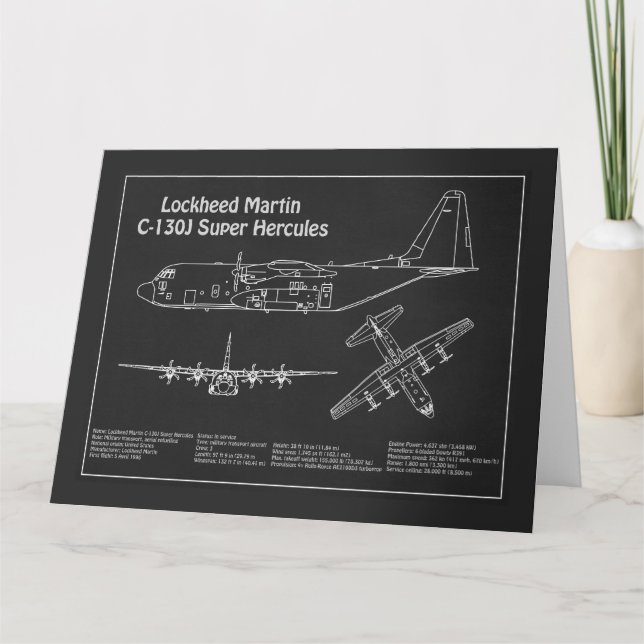 Carte De Remerciements C-130 Hercules - Plan directeur de l'avion PD (Devant)