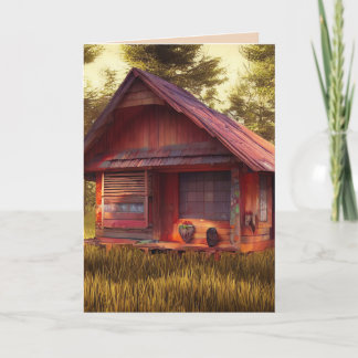 CARTE DE REMERCIEMENTS CABIN ART BIRTHDAY GREETING CARD