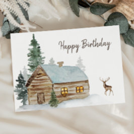 Carte De Remerciements Cabine forestier de bois avec Anniversaire des Cer