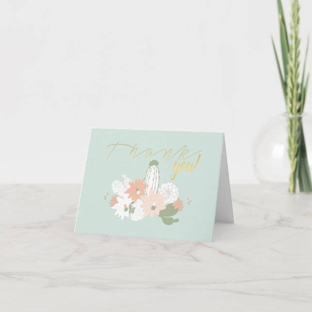 Carte De Remerciements Cactus Fun Whimsical Floral Motifs (Devant)