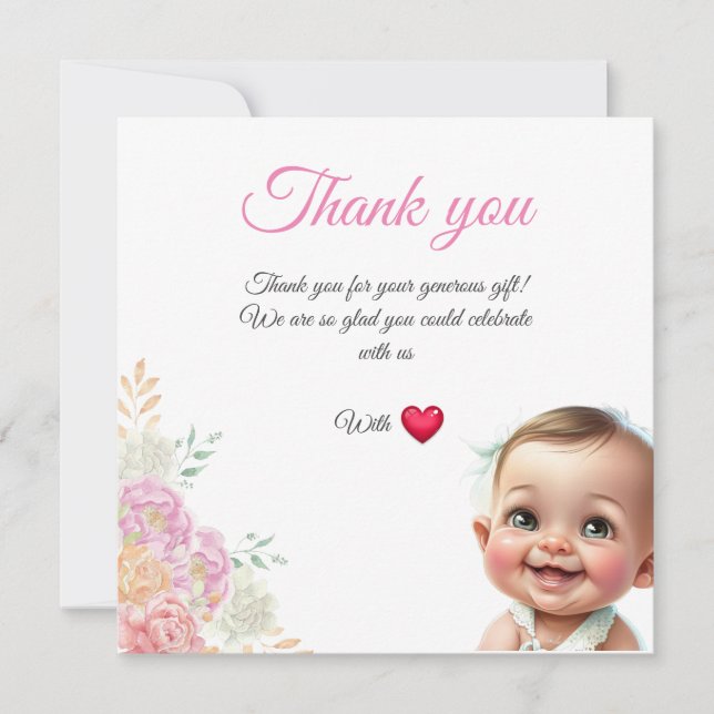 Carte de remerciements cadeau bébé (Devant)
