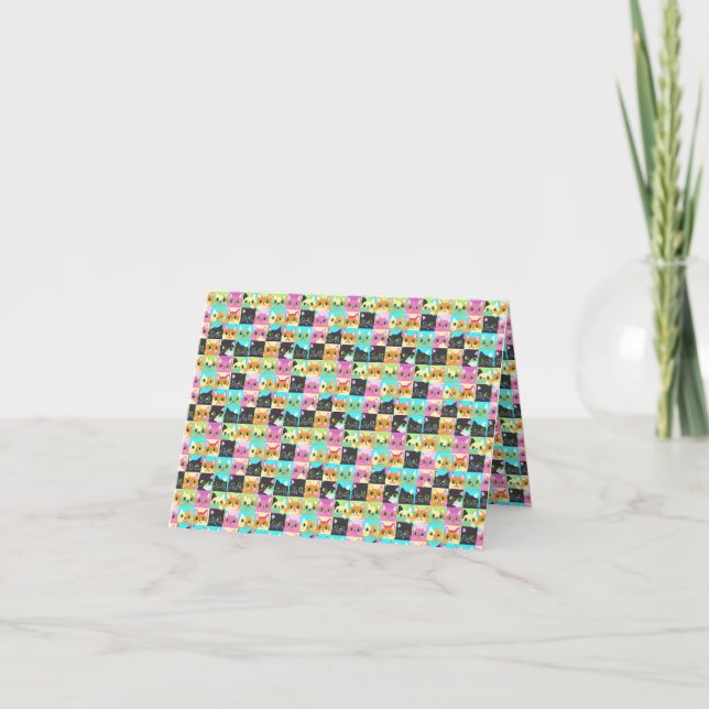 Carte De Remerciements Cadeau Chat | Motif de chat mignon Kawaii (Devant)