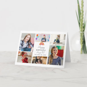 Carte De Remerciements Cadeau commémoratif de 16 ans avec 6 photos arc-en