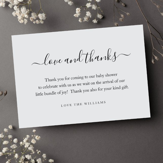 Carte De Remerciements Cadeau de Baby shower de 3,5 po x 5 po personnalis (Gray Baby Shower Thank You Card)