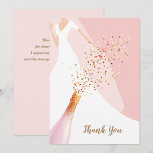 Carte De Remerciements Cadeau de douche nuptiale Rose Quartz Rose