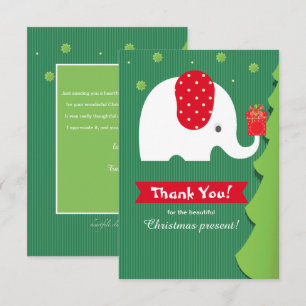 Carte de remerciements cadeau de Noël à l'éléphant
