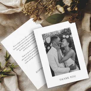 Carte De Remerciements Cadeau de photo de mariage élégant et intemporel